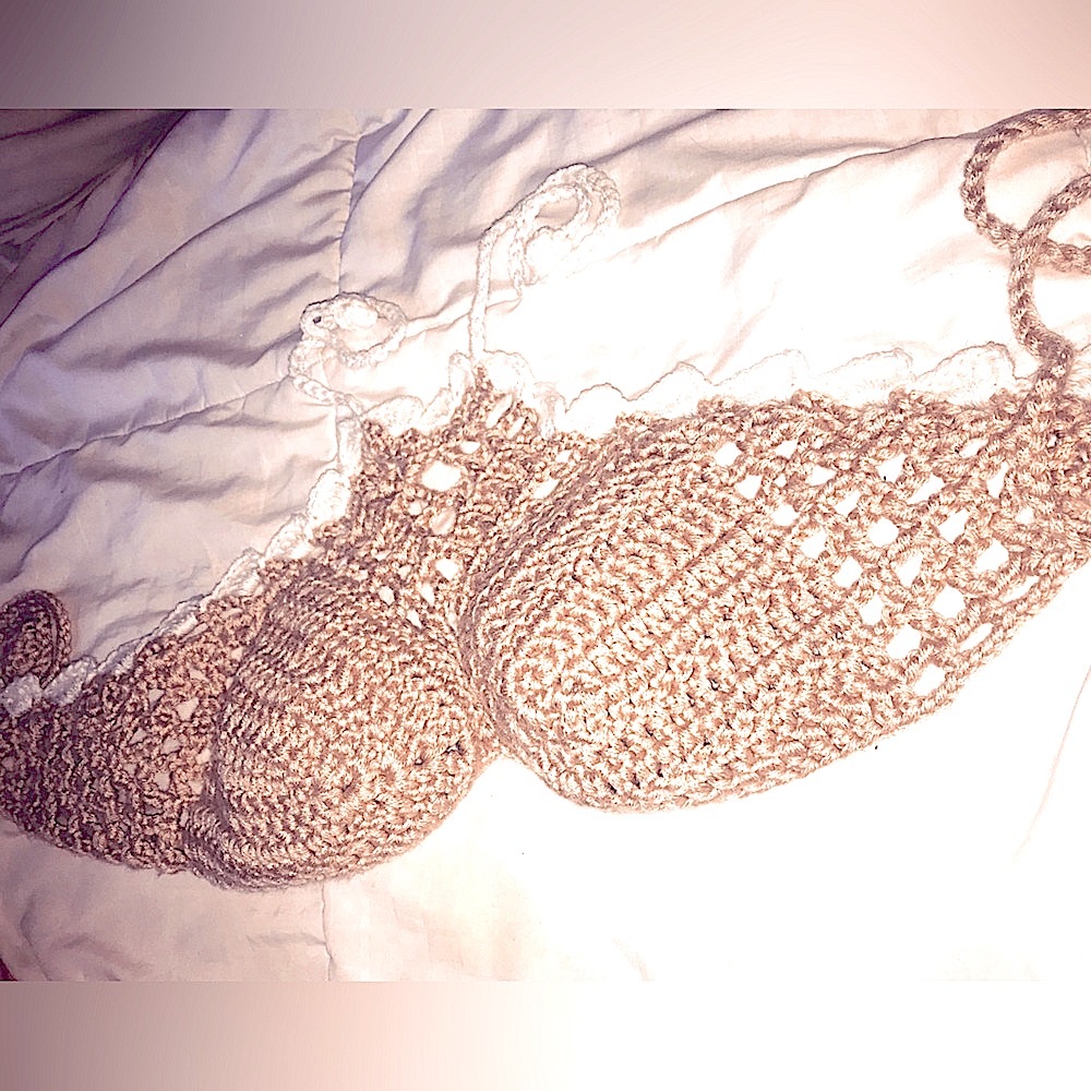 Crochet bikini top in Sand C, D cup custom handmade